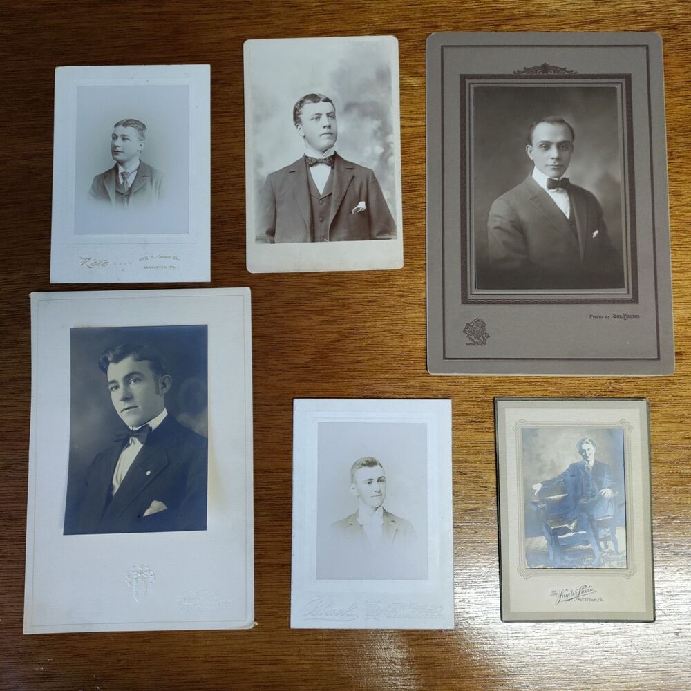 Vintage Professional Boarded Photograph of 6 Male Subjects